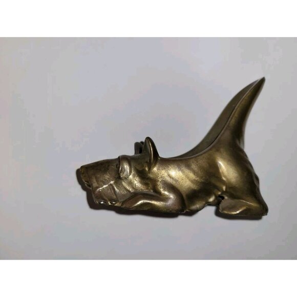 Vintage BRASS Ronson Pipe Rest Holder Scottish Terrier dog With PIPE Complete - Picture 5 of 9